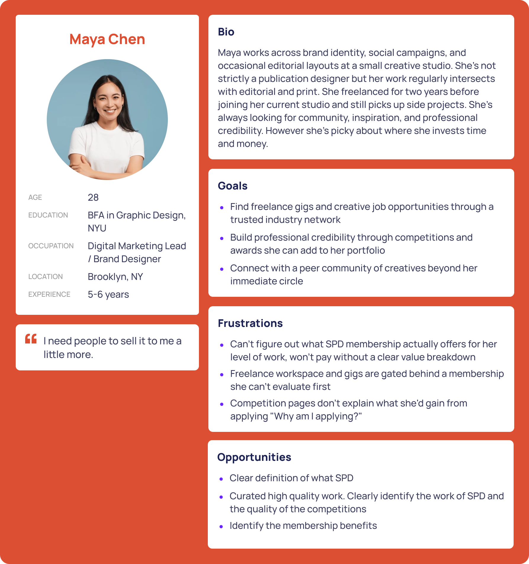 Maya, mid-career designer persona